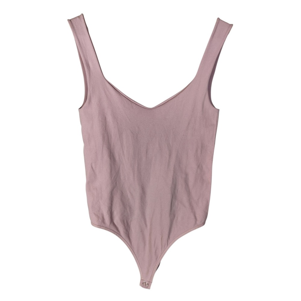 Free People Intimately Bodysuit M/L Lilac Seamless V-Neck Built-in Bra